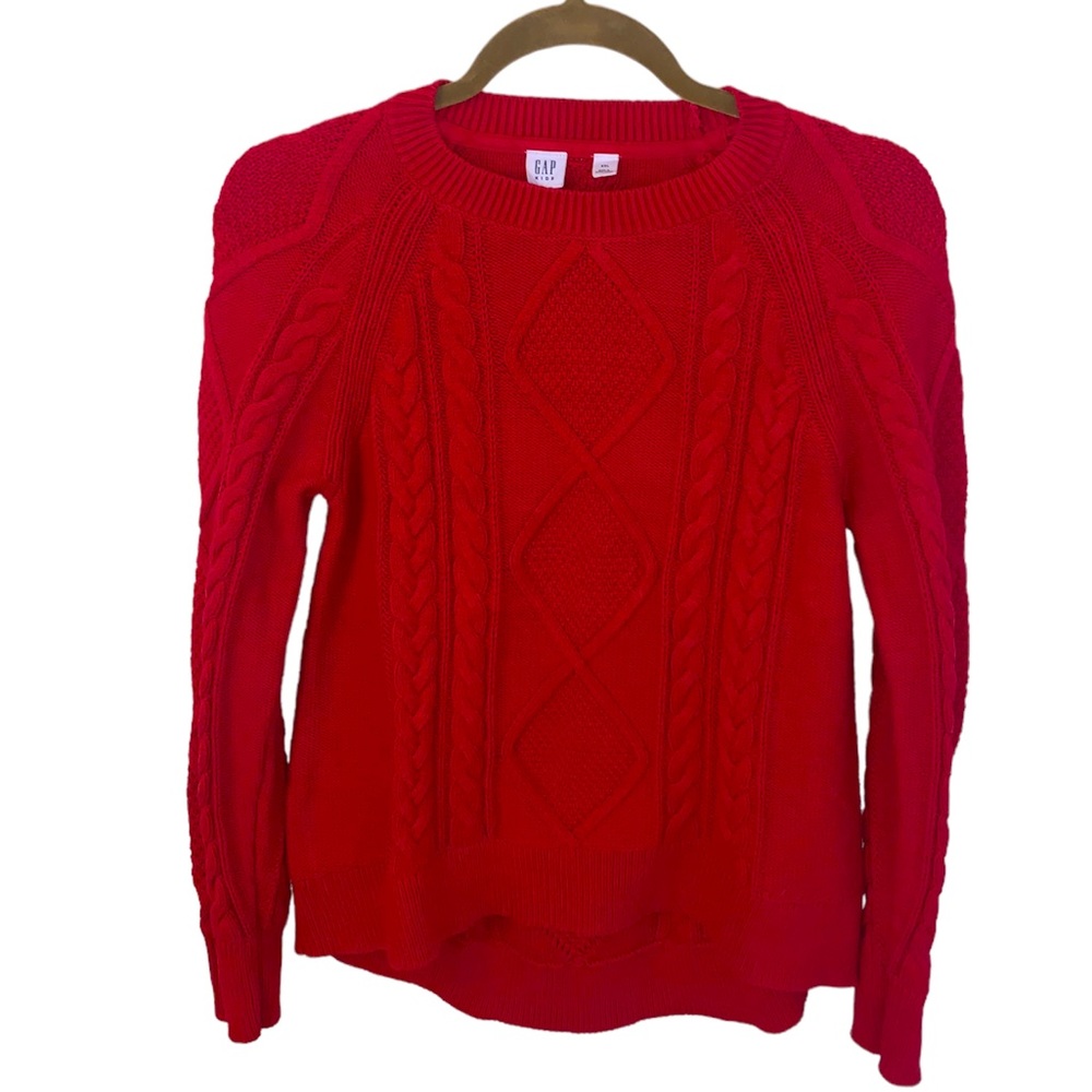SALE Gap Kids cherry ,true red cable knit sweater   Good w/ leggings